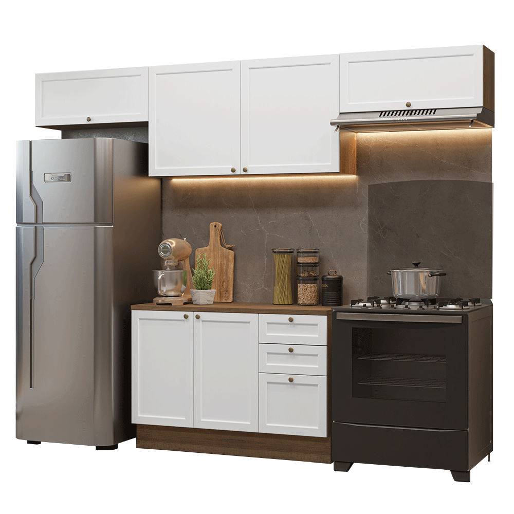 Combo de Cocina 280 cm Vik Marrón/Blanco 01