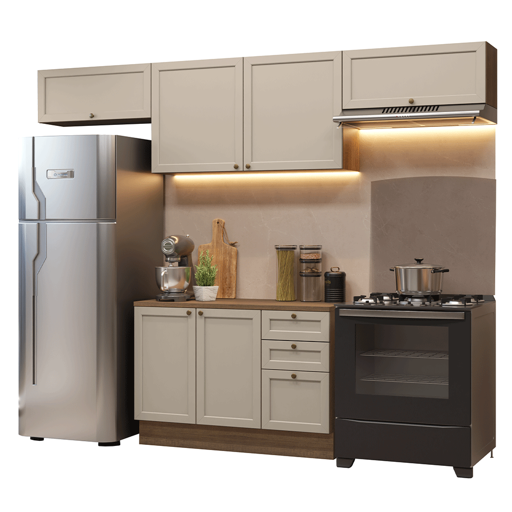 Combo completo de Cocina 280 cm Marrón/Crema Vik Madesa 01