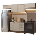 Combo completo de Cocina 280 cm 6 Puertas 3 Cajones Sin Mesada Marrón/Crema Vik Madesa