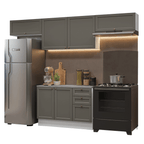 Combo completo de Cocina 280 cm 6 Puertas 3 Cajones Sin Mesada Blanco/Gris Vik Madesa