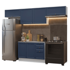 Combo completo de Cocina 280 cm 6 Puertas 3 Cajones Sin Mesada Blanco/Azul Vik Madesa