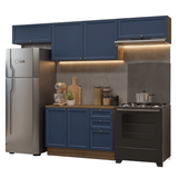 Combo de Cocina 280 cm Vik Marrón/Azul 01