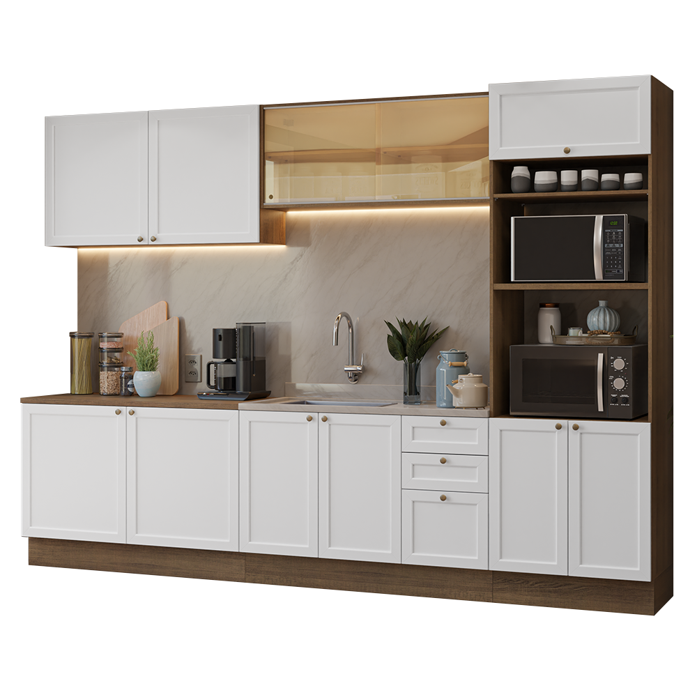 Combo de Cocina 310 cm Vik Marrón/Blanco 01