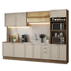 Combo completo de Cocina 310 cm 11 Puertas 3 Cajones Sin Mesada Marrón/Crema Vik Madesa
