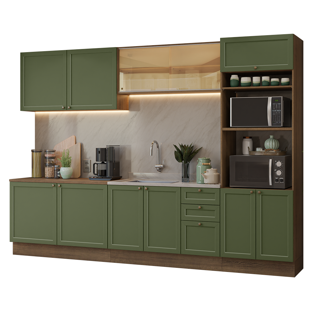 Combo de Cocina 310 cm Vik Marrón/Verde 01