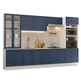 Combo completo de Cocina 340 cm Blanco/Azul Vik Madesa 01