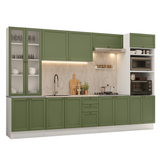 Combo completo de Cocina 340 cm Blanco/Verde Vik Madesa 01
