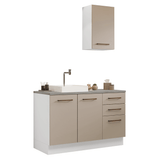 Vanitory 120cm 3 Puertas 3 Cajones Blanco/Crema Agata 01