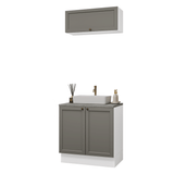 Vanitory 80cm 3 puertas Blanco/Gris Vik 02