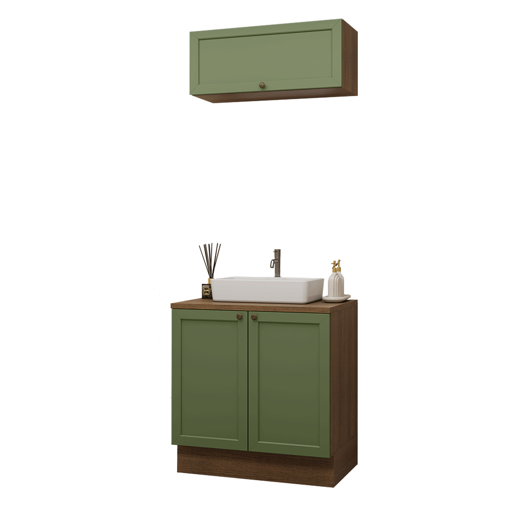 Vanitory 80cm 3 puertas Marrón/Verde Vik 02