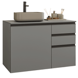 Vanitory Flotante Bajo 100cm 1 Puerta 3 cajones Gris Nice 03
