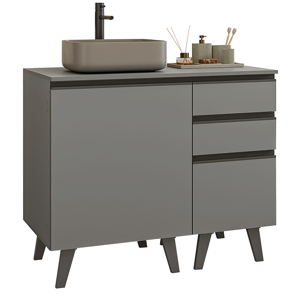 Vanitory 100cm 1 Puerta 3 Cajones Gris Nice 04