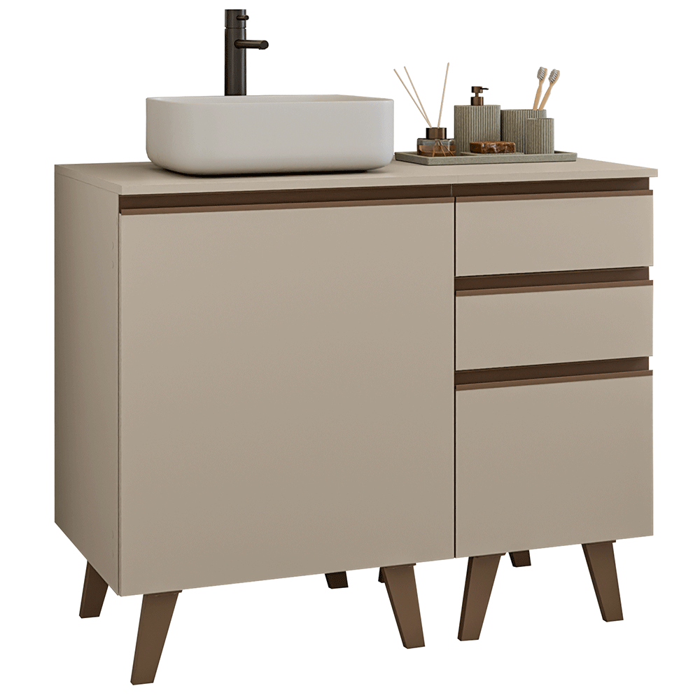 Vanitory 100cm 1 Puerta 3 Gavetas Crema Nice 04