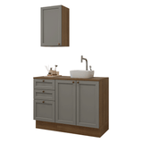 Vanitory 110cm 3 cajones 3 puertas Marrón/Gris Vik 01