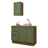 Vanitory 110cm 3 cajones 3 puertas Marrón/Verde Vik 01