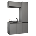 Kit Vanitory y Armarios Altos 120 cm 5 Puertas Gris Nice Madesa