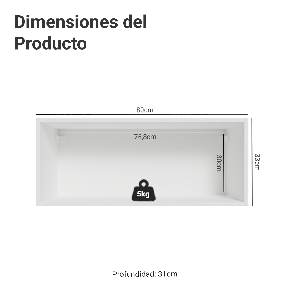 Alacena para Dormitorio 80 cm 1 Puerta Rebatible Neo Blanco