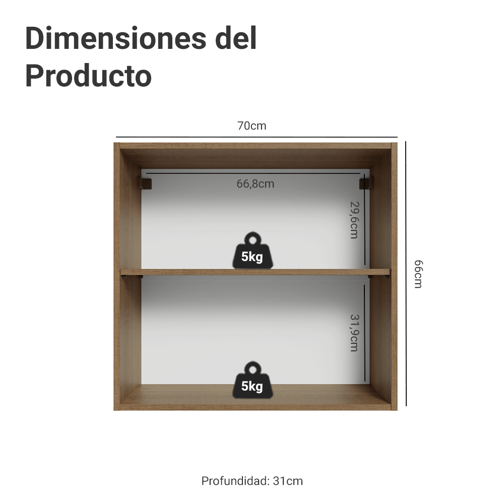 Alacena para Dormitorio 70 cm 2 Puertas Marrón Neo Madesa