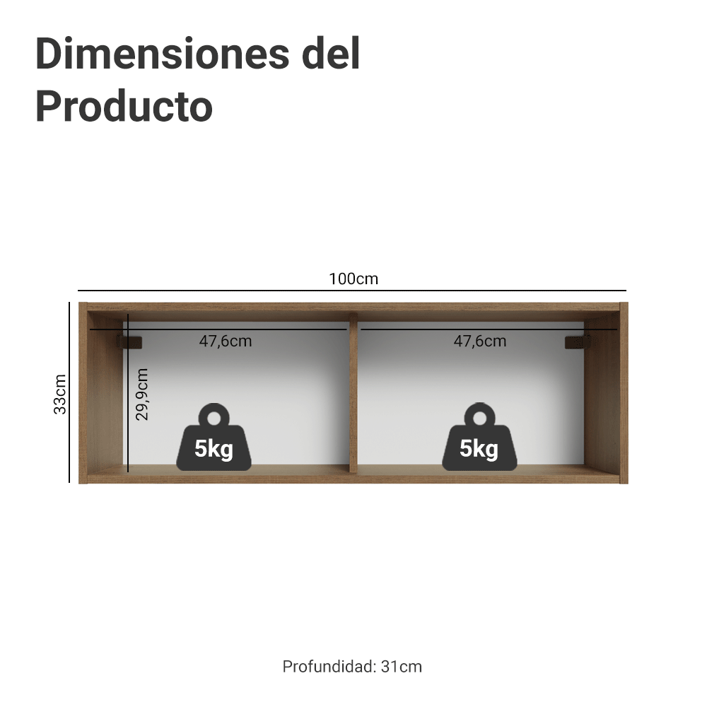 Alacena para Dormitorio 100 cm 1 Puerta Rebatible Marrón Neo Madesa