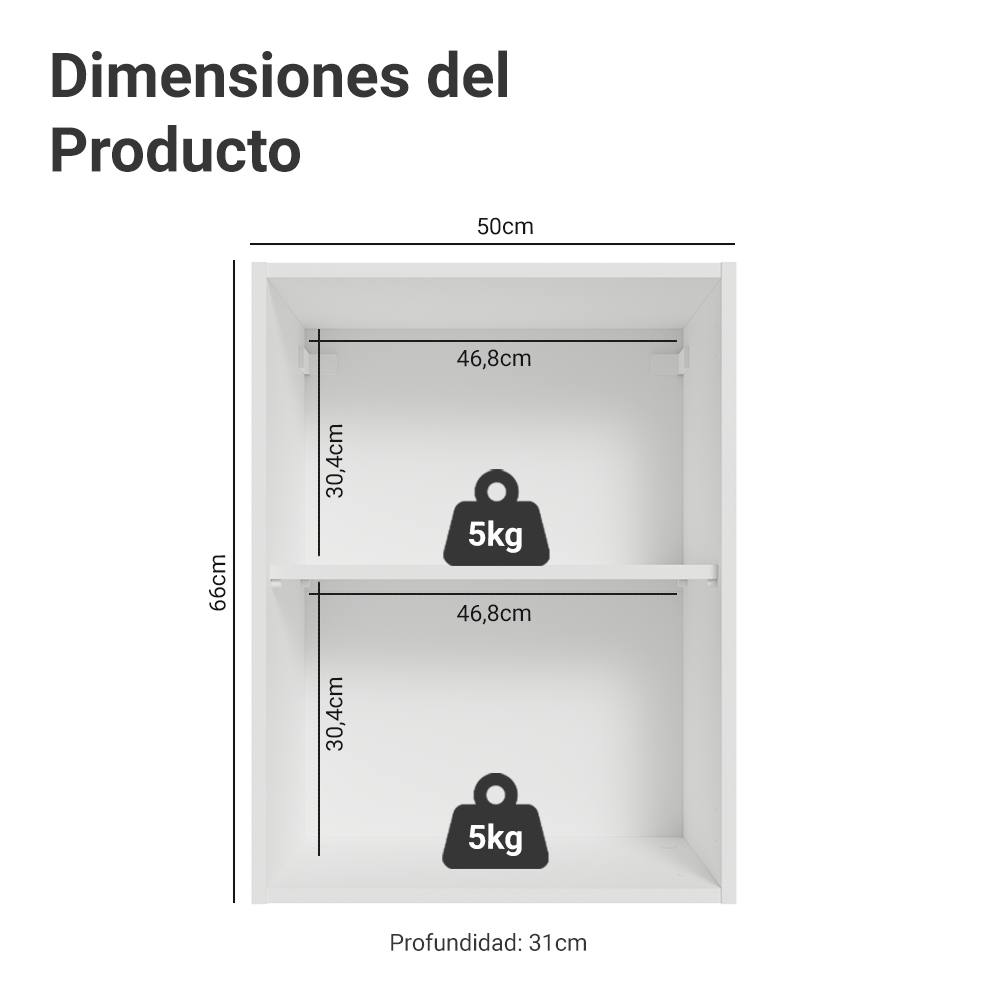 Alacena para dormitorio 50 cm 1 Puerta Blanco Neo