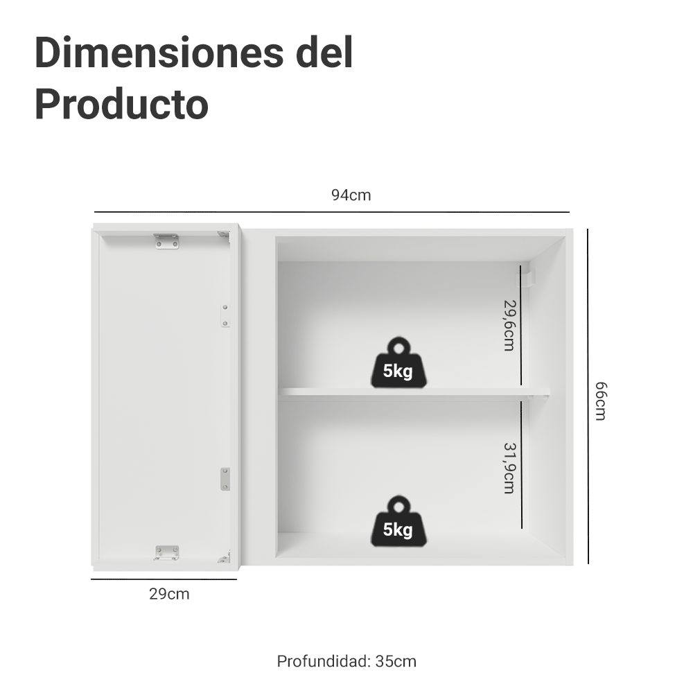 Alacena esquinera para dormitorio 1 Puerta Blanco Neo