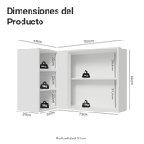 Alacena esquinera para dormitorio 1 Puerta y 3 Nichos Blanco Neo