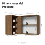 Alacena Esquinera para Dormitorio 1 Puerta y 3 Nichos Marrón Neo Madesa