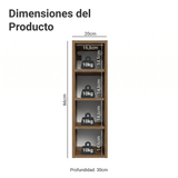 Nicho de Pared 20 cm 4 Repisas Marrón Neo Madesa