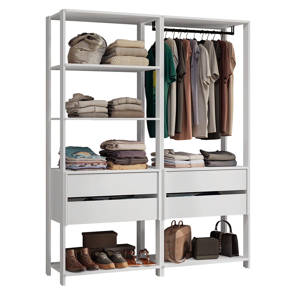 Placard Ropero Modulado 4 Cajones 140 cm Blanco Valencia Madesa