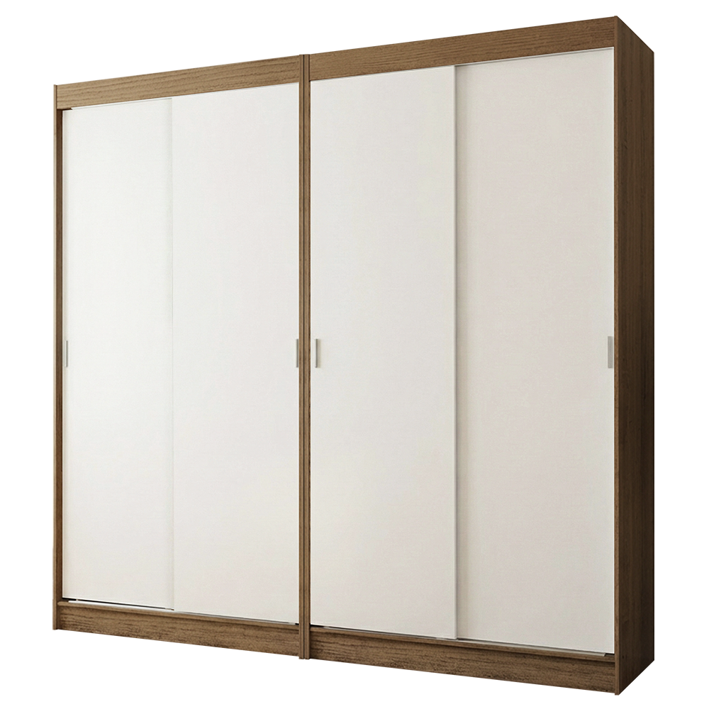 Conjunto 2 Placares 4 Puertas Corredizas Marrón/Blanco Tokio Madesa