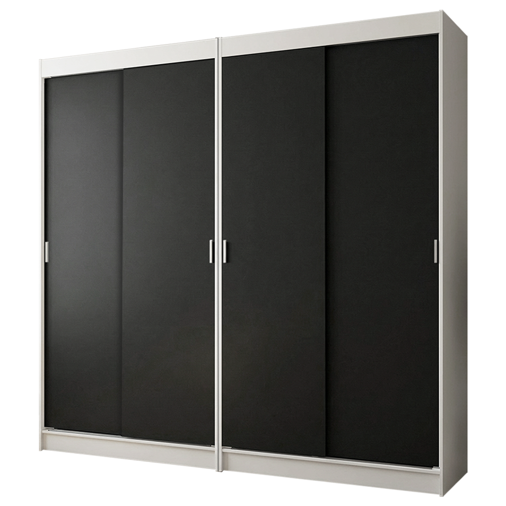 Conjunto 2 Placares 4 Puertas Corredizas Blanco/Negro Tokio Madesa
