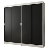 Conjunto 2 Placares 4 Puertas Corredizas Blanco/Negro Tokio Madesa