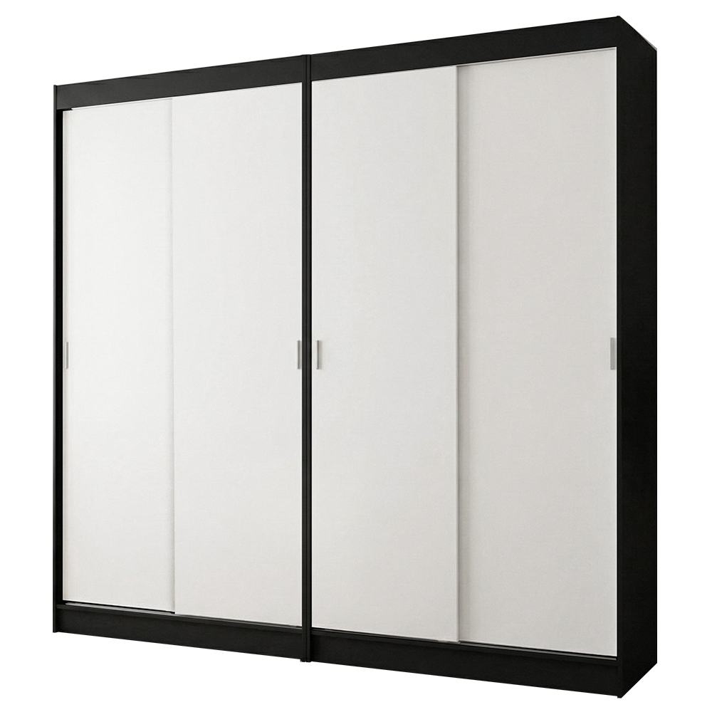 Conjunto 2 Placares 4 Puertas Corredizas Negro/Blanco Tokio Madesa