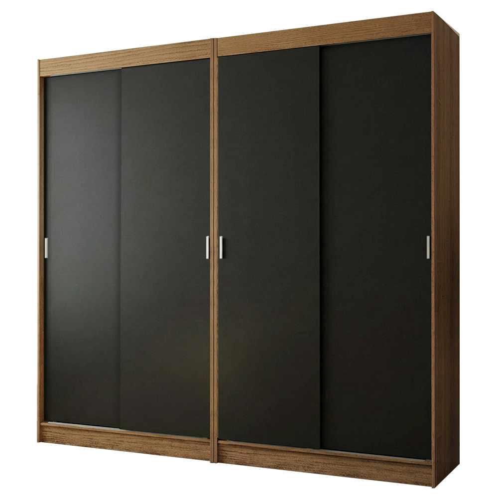 Conjunto 2 Placares 4 Puertas Corredizas Marrón/Negro Tokio Madesa