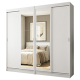 Conjunto 2 Placares 4 Puertas Corredizas con 2 Espejos Blanco Tokio Madesa