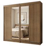 Conjunto 2 Placares 4 Puertas Corredizas con 2 Espejos Marrón Tokio Madesa