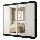 Conjunto 2 Placares 4 Puertas Corredizas con 2 Espejos Negro/Blanco Tokio Madesa