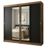 Conjunto 2 Placares 4 Puertas Corredizas con 2 Espejos Marrón/Negro Tokio Madesa