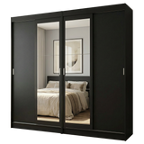 Conjunto 2 Placares 4 Puertas Corredizas con 2 Espejos Negro Tokio Madesa