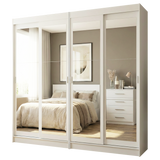 Conjunto 2 Placares 4 Puertas Corredizas con 4 Espejos Blanco Tokio Madesa