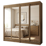Conjunto 2 Placares 4 Puertas Corredizas con 4 Espejos Marrón Tokio Madesa