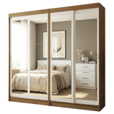 Conjunto 2 Placares 4 Puertas Corredizas con 4 Espejos Marrón/Blanco Tokio Madesa