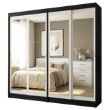 Conjunto 2 Placares 4 Puertas Corredizas con 4 Espejos Negro/Blanco Tokio Madesa