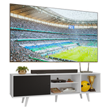 Rack para TV hasta 80 pulgadas, 160cm de ancho, con patas, Blanco/Negro Torino