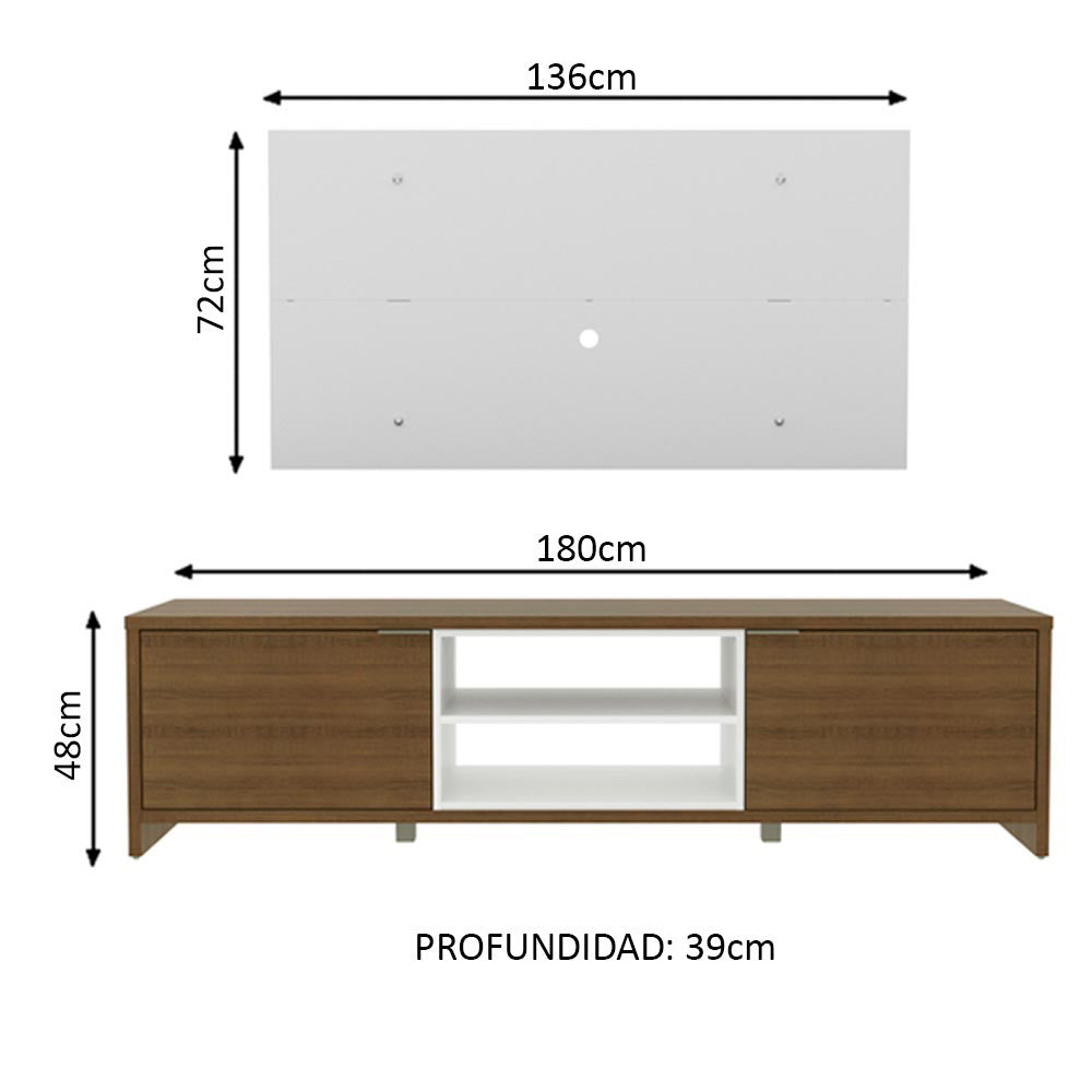 Rack para TV Madesa Metz con Panel de TV hasta 55 Pulgadas Marrón/Blanco