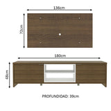 Rack para TV Madesa Metz con Panel de TV hasta 55 Pulgadas Marrón/Blanco/Marrón