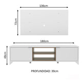 Rack para TV Madesa Metz con Panel de TV hasta 55 Pulgadas Blanco/Marrón