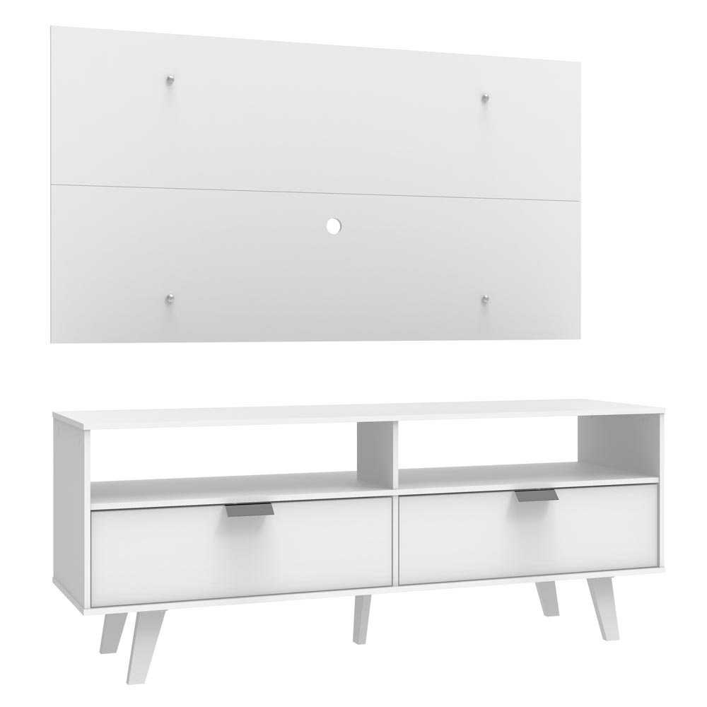 Rack Madesa Oslo con Panel para TV hasta 55 Pulgadas 2 Puetas Blanco