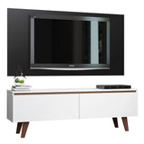 Rack Madesa Le Mans con Panel para TV hasta 55 Pulgadas 2 Puetas Blanco/Negro