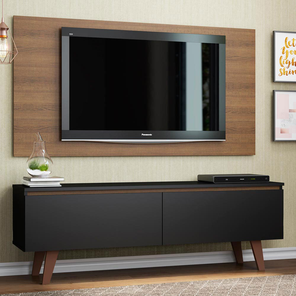 Rack para TV Madesa Le Mans con Panel de TV hasta 55 Pulgadas 2 Puertas Negro/Marrón